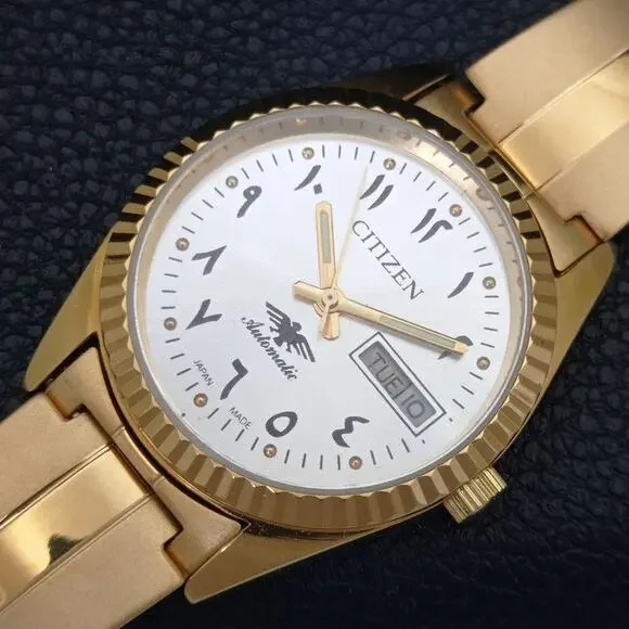 Vintage 1998 Citizen Automatic Mens Gold Watch W/daydate & Silver accents - Picture 6 of 10